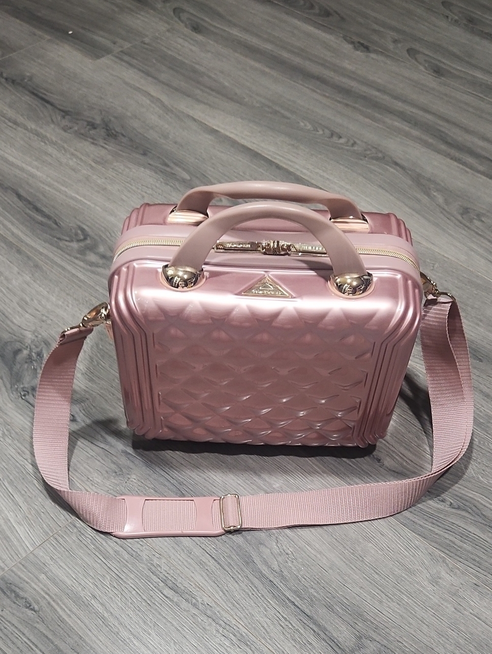 Firenze Triforce Pink Structured Travel Luggage Crossbody Vanity Bag